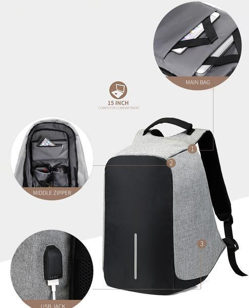 Sac à dos antivol+USB