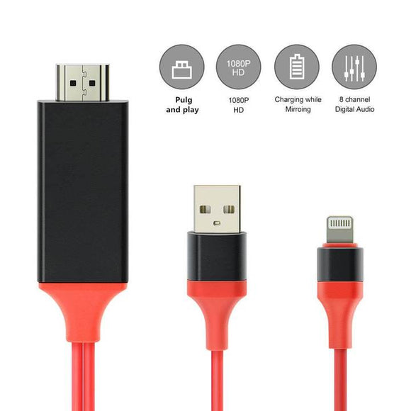 Adaptateur HDMI HDTV Câble 2 mètres Pour iPhone iPad 1080p 4k