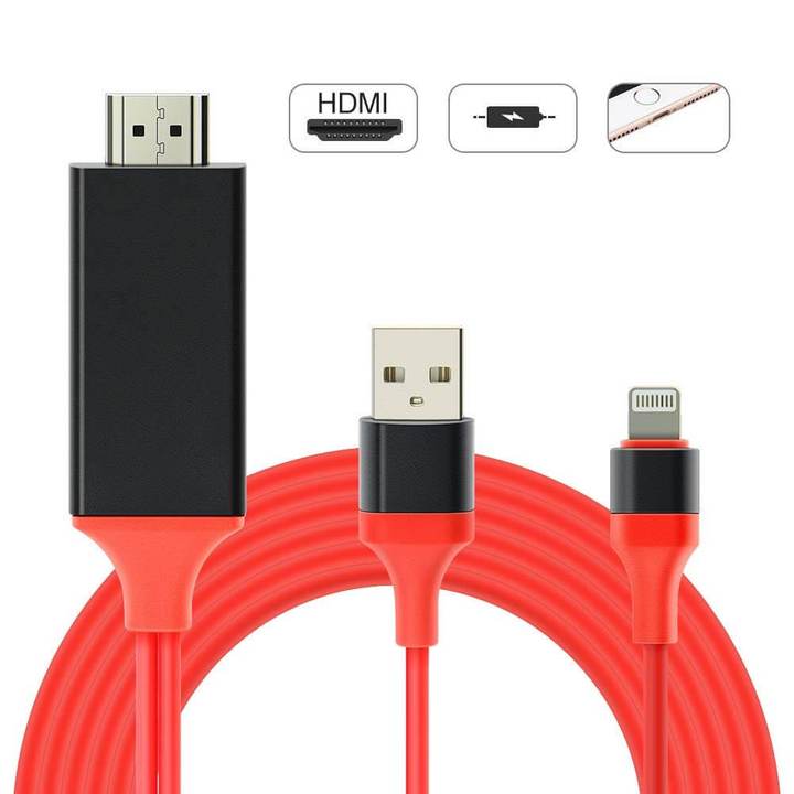 Adaptateur HDMI HDTV Câble 2 mètres Pour iPhone iPad 1080p 4k